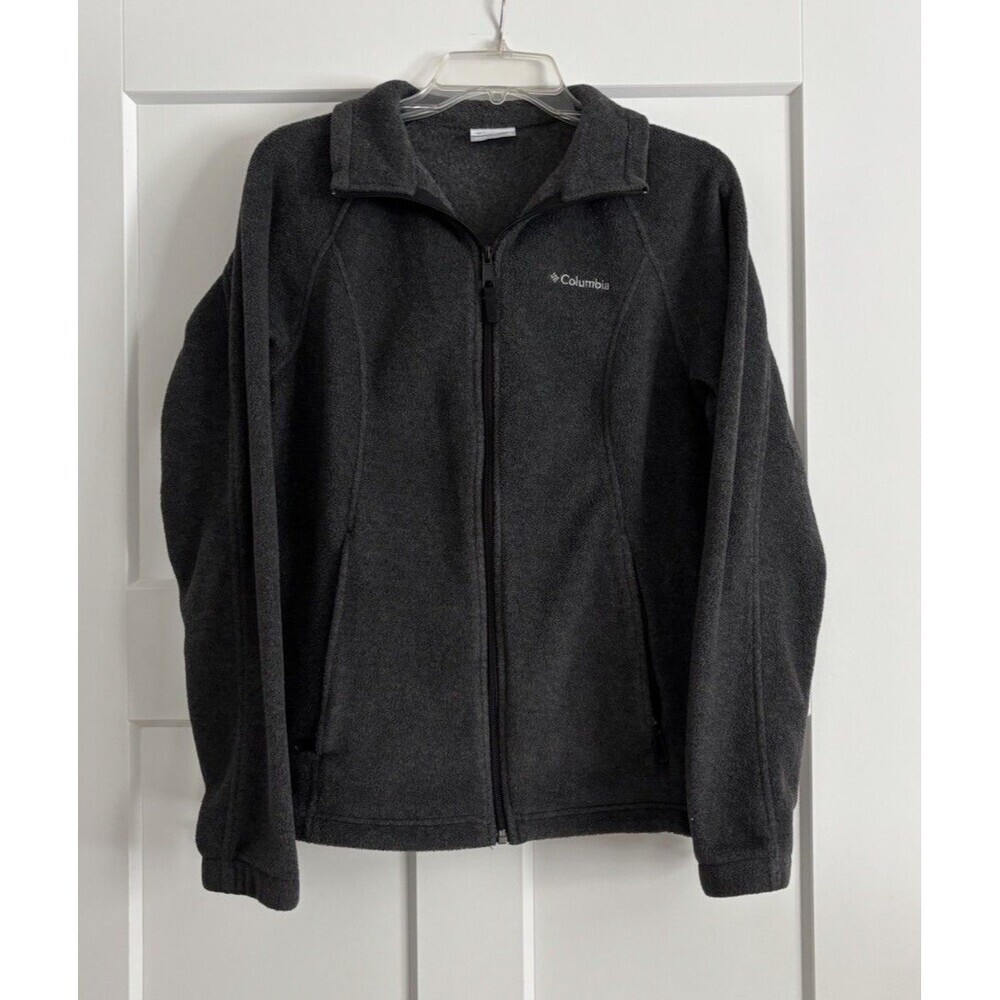 Columbia Womens Jacket Adult Sz Medium Charcoal Gray Long Sleeve Zipper Fleece
